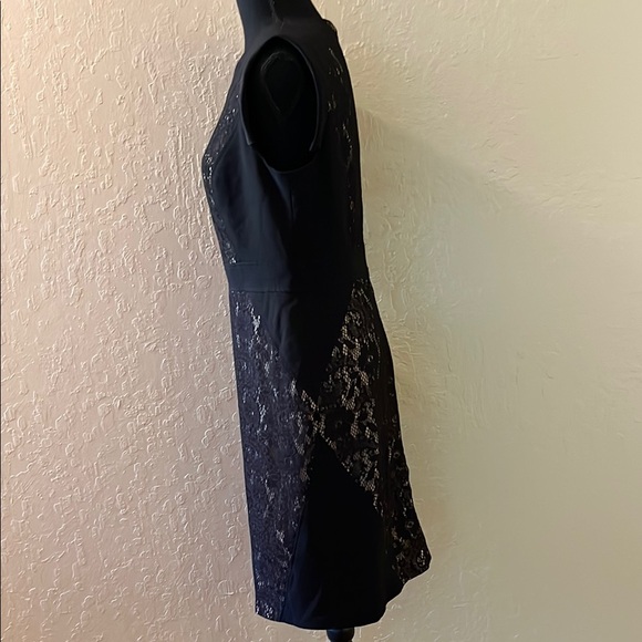 Adrianna Papell Blue Sheath Dress Mock Neck Midi - Picture 3 of 8